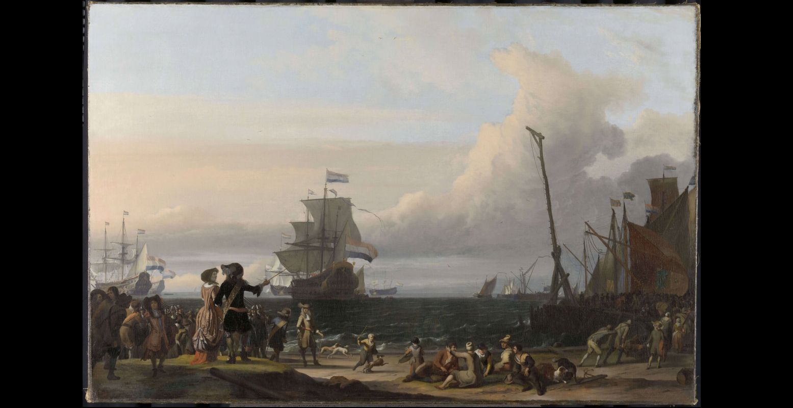 Schilderij Nederlandse schepen op de rede van Texel, Ludolf Bakhuysen, 1671. Foto: Rijksstudio Rijksmuseum