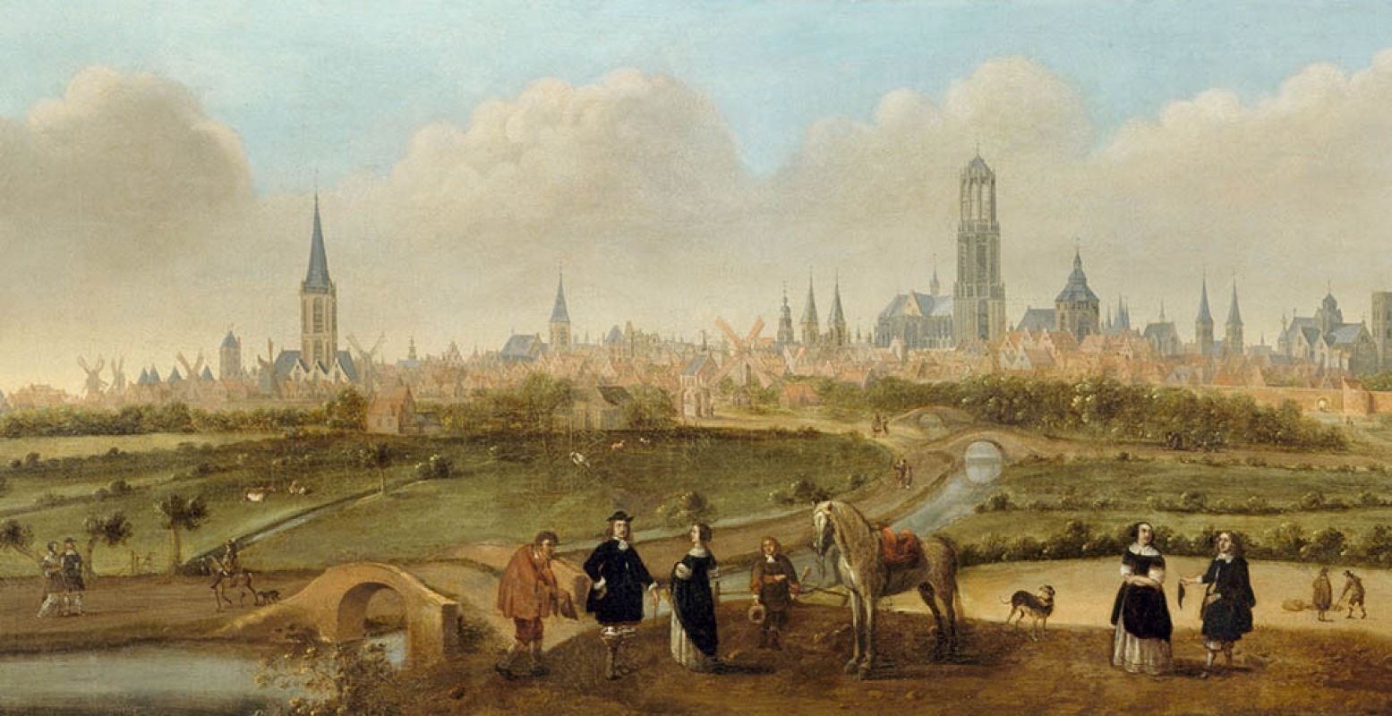 Foto: Joost Cornelisz. Droochsloot, Gezicht op de stad Utrecht (1650-1655). Olieverf op doek. Collectie Centraal Museum.