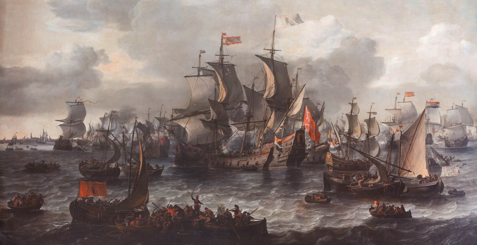 Plaat van de Slag op de Zuiderzee. Foto: Slag op de Zuiderzee