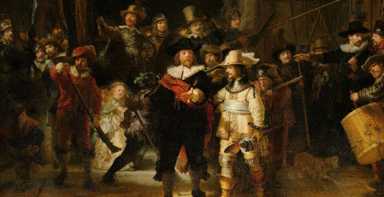 Rembrandt Harmensz. van Rijn, Schutters van wijk II onder leiding van kapitein Frans Banninck Cocq, bekend als de â€˜Nachtwacht', 1642. Foto: Rijksmuseum, Amsterdam. Bruikleen van de gemeente Amsterdam