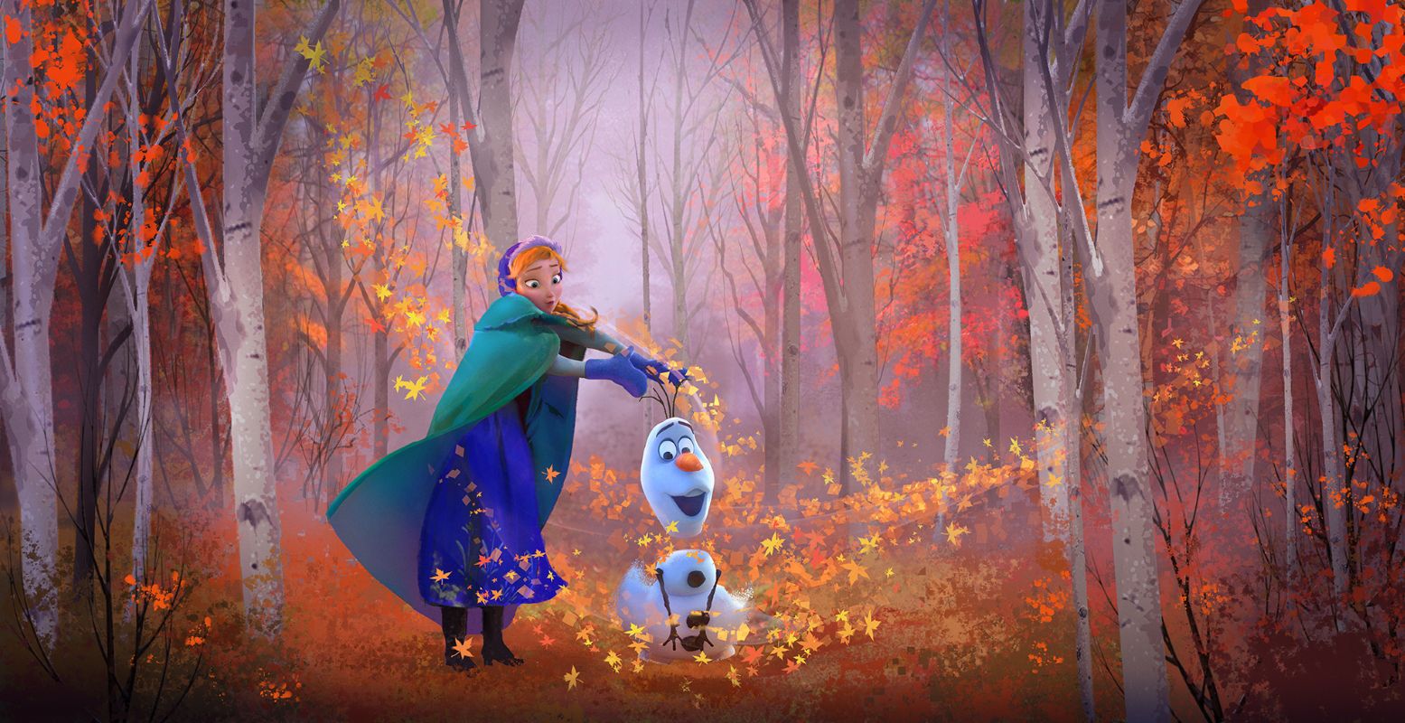 Concepttekening van Anna en Olaf uit Frozen, door Lisa Keene. Foto: Frozen 2, 2019 © Disney