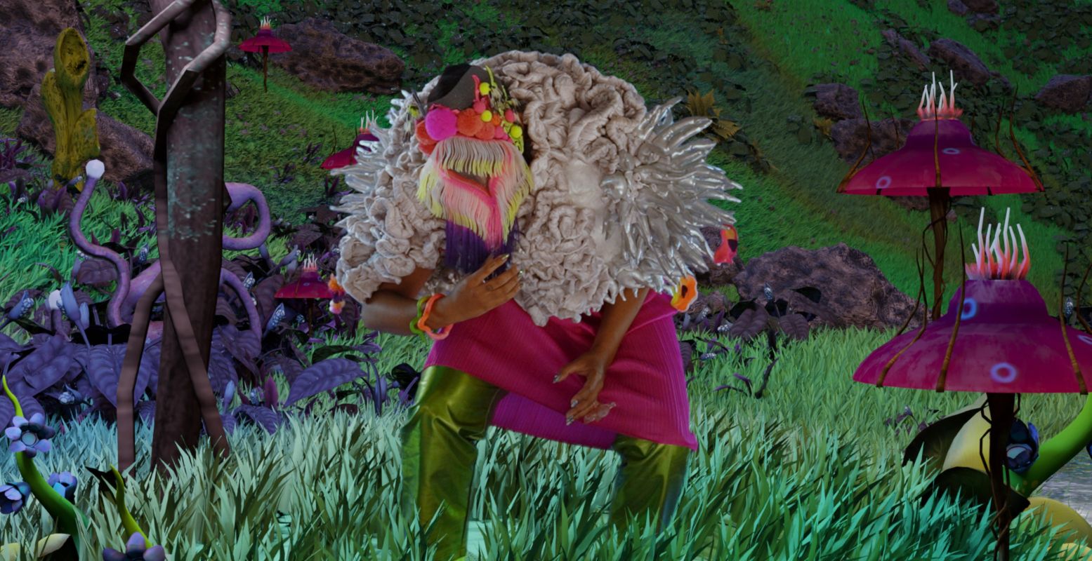 Foto: Josèfa Ntjam, Matter Gone Wild, video still, 2023. Foto: Josèfa Ntjam, Matter Gone Wild, video still, 2023.