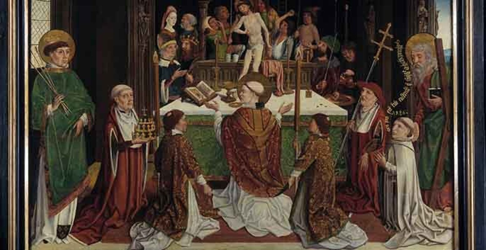Memorietafel met de Gregoriusmis, Meester van de Heilige Sippe, 1486, Utrecht, Museum Catharijneconvent