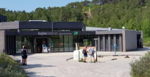 Over de blanke toppen van de Schoorlse Duinen Ons startpunt: het Buitencentrum. Een lange paal vol pijlen naast de kaart wijst ons de juiste kant op. Foto: DagjeWeg.NL © Tonny van Oosten