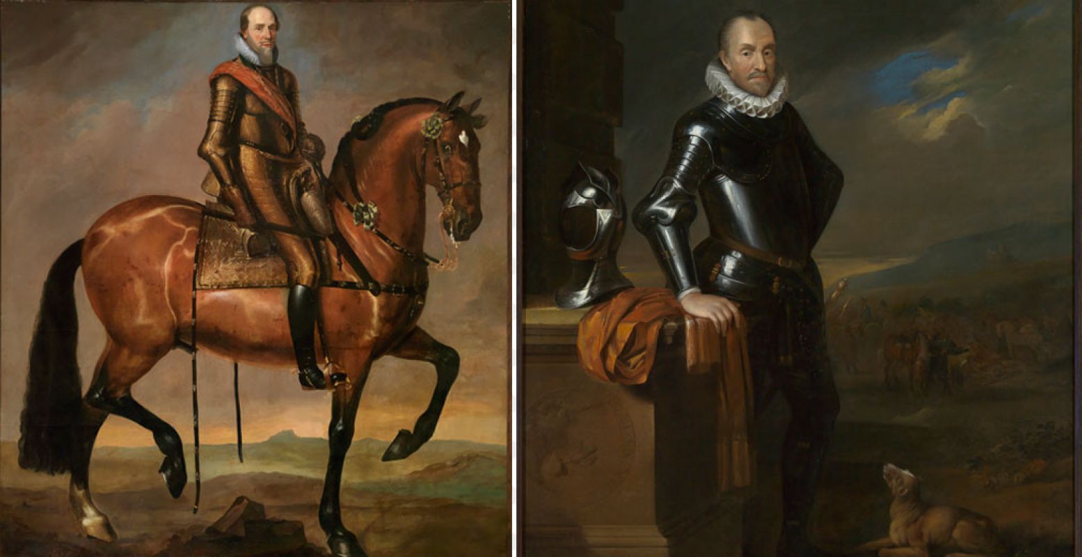 Links: Maurits, Prins van Oranje, rechts: Willem, Prins van Oranje, Vader des Vaderlands. Foto: © Koninklijke Verzamelingen