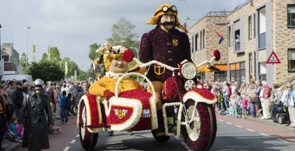 Vijf bloemencorso_s op een rijtje