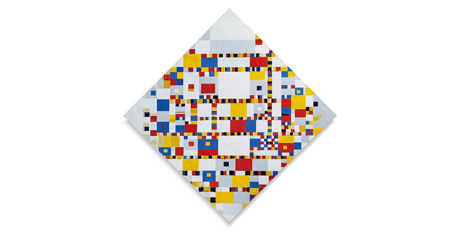 Schilderij: Victory Boogie Woogie van Piet Mondriaan (1872 â€“ 1944). Bron: Doe Museum.