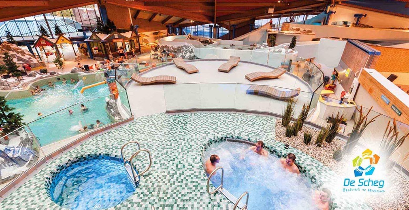 In zwemparadijs De Scheg heb je ook een wellness gedeelte met kruidenbaden en sauna's. Foto: De Scheg.