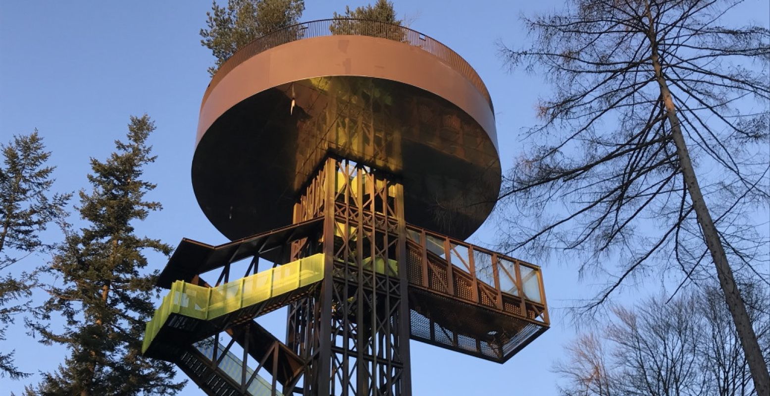 Het hoogtepunt van Landgoed Schovenhorst in Putten: de Bostoren. Foto: Landgoed Schovenhorst