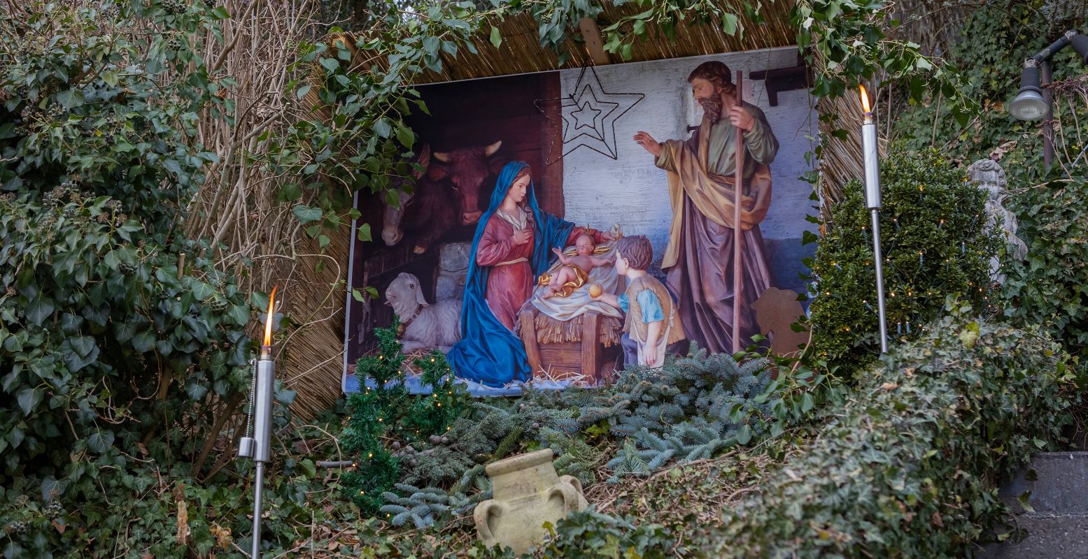 Een van de kerstkribkes langs de route in en om Schin op Geul. Foto: Jasper Kroese Eleven Media © Kerststad Valkenburg