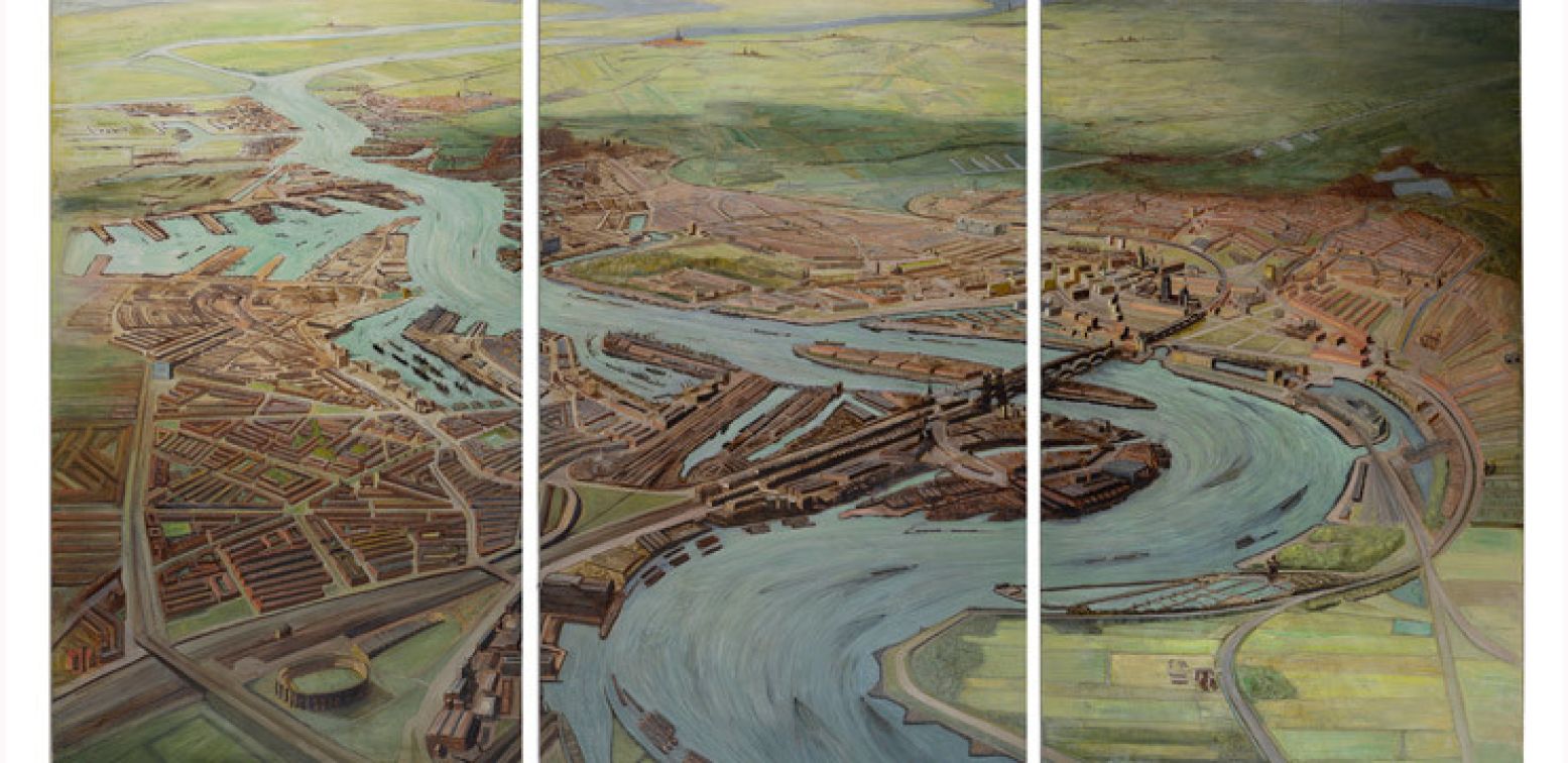 Panorama van Rotterdam in 1953, Marius Richters.