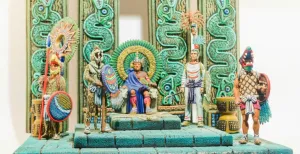 Reis naar alle paradijzen op aarde in een middag Verschijn voor de troon van de Aztekenkoning. Foto: Nationaal Tinnen Figuren Museum