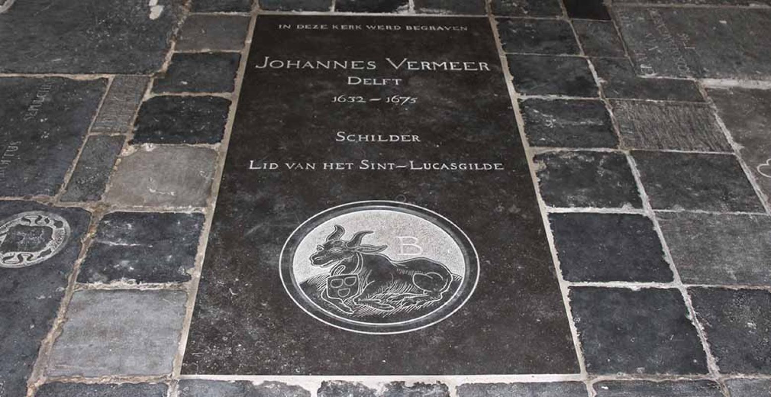 Meester-schilder Johannes Vermeer in de Oude Kerk Delft. Foto: DagjeWeg.NL.