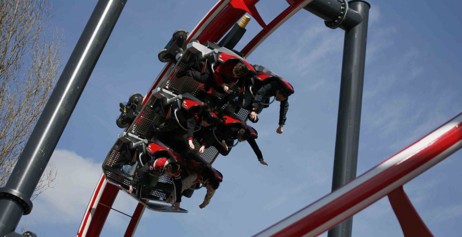 Behalve het gegil hoor je in de Formule X bijna niks. Foto: Familiepark Drievliet