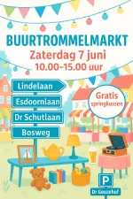 Buurtrommelmarkt centrum Nunspeet Poster buurtrommelmarkt. Foto: Eigen ontwerp
