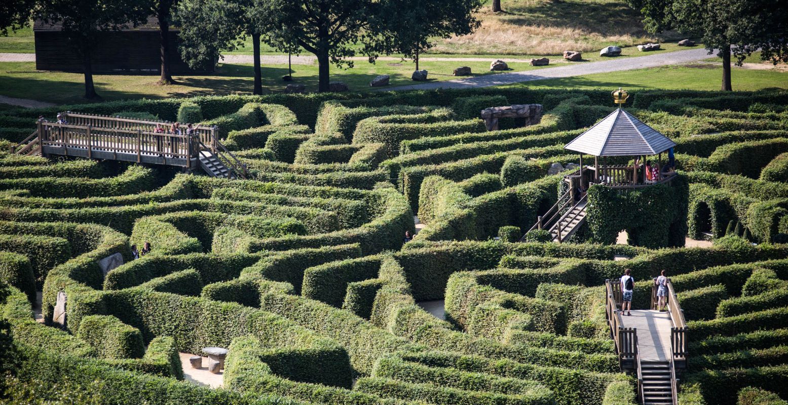 Voor een paar euro kun je eindeloos verdwalen in het labyrint op het Drielandenpunt. Foto: Visit Zuid-Limburg