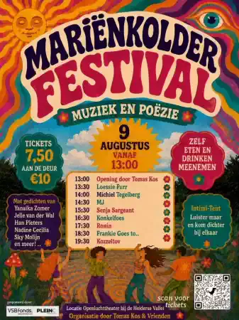 Mariënkolder! Festival met muziek en poëzie Poster voor Marienkolder. Fotograaf Tomas Kos