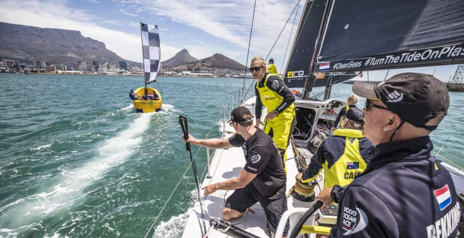 Het Nederlandse team Brunel ligt aan kop. Foto: Volvo Ocean Race The Hague