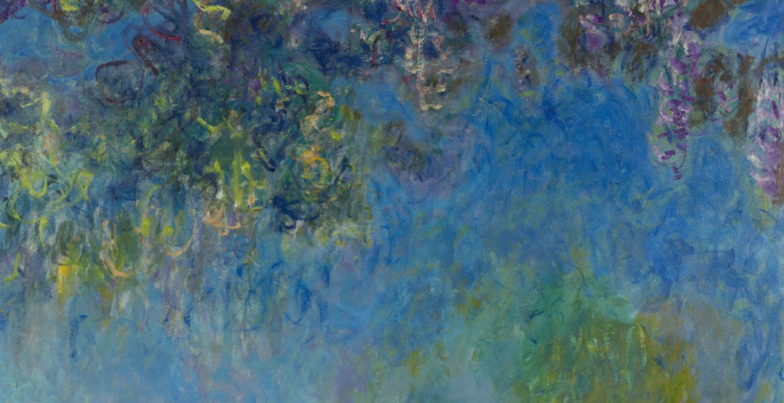 Claude Monet [1840-1926], Blauweregen, 1917-1920, olieverf op doek, 150,5 x 200,5 cm, Kunstmuseum Den Haag. (bijgesneden) Foto: Kunstmuseum Den Haag