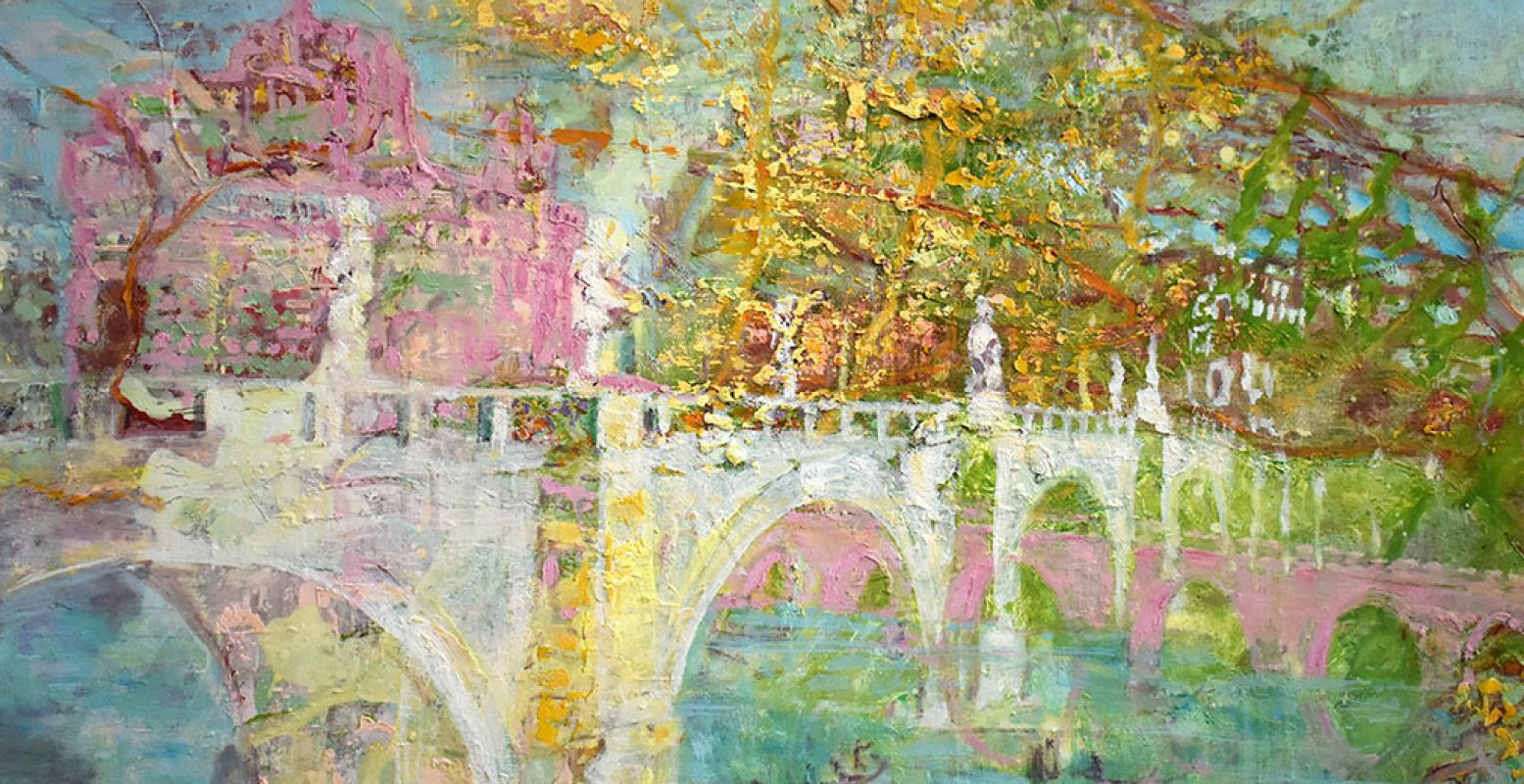 Uwe Poth, Roma, Ponte Sant'Angelo, 2015  50 x 110 cm. Foto: Museum Flehite.