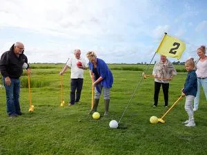 Veel activiteiten voor jong en oud, zoals klompengolf. Foto: Boerderij de Boerinn.