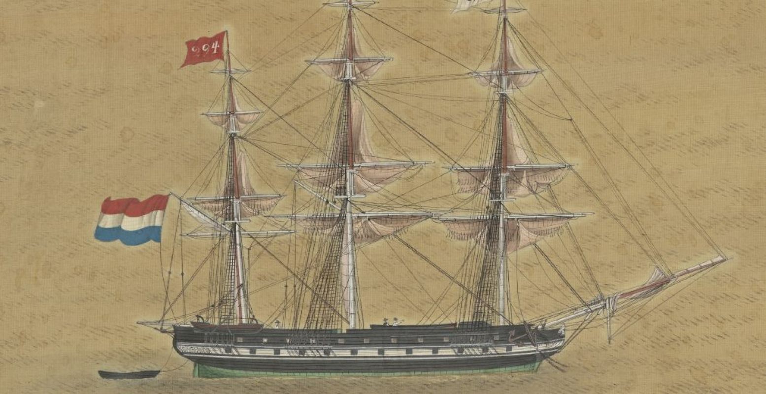 Detail: Het Nederlandse handelsschip Marij en Hillegonda. Foto: Museum Volkenkunde